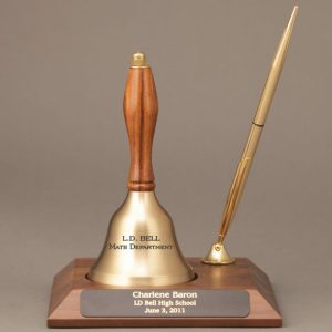 Teacher Appreciation Week Personalized Handbell Pen Desk Award with Engraving on Base