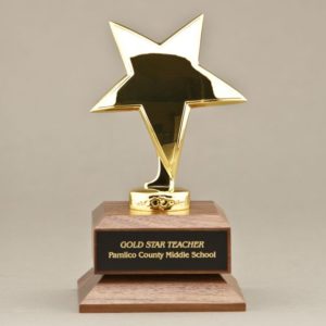 Gold Star Award on Walnut Base makes a great teacher gift idea - teacher appreciation week
