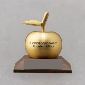 Engraved Gold Apple Bell on Base for Teacher Appreciation Idea
