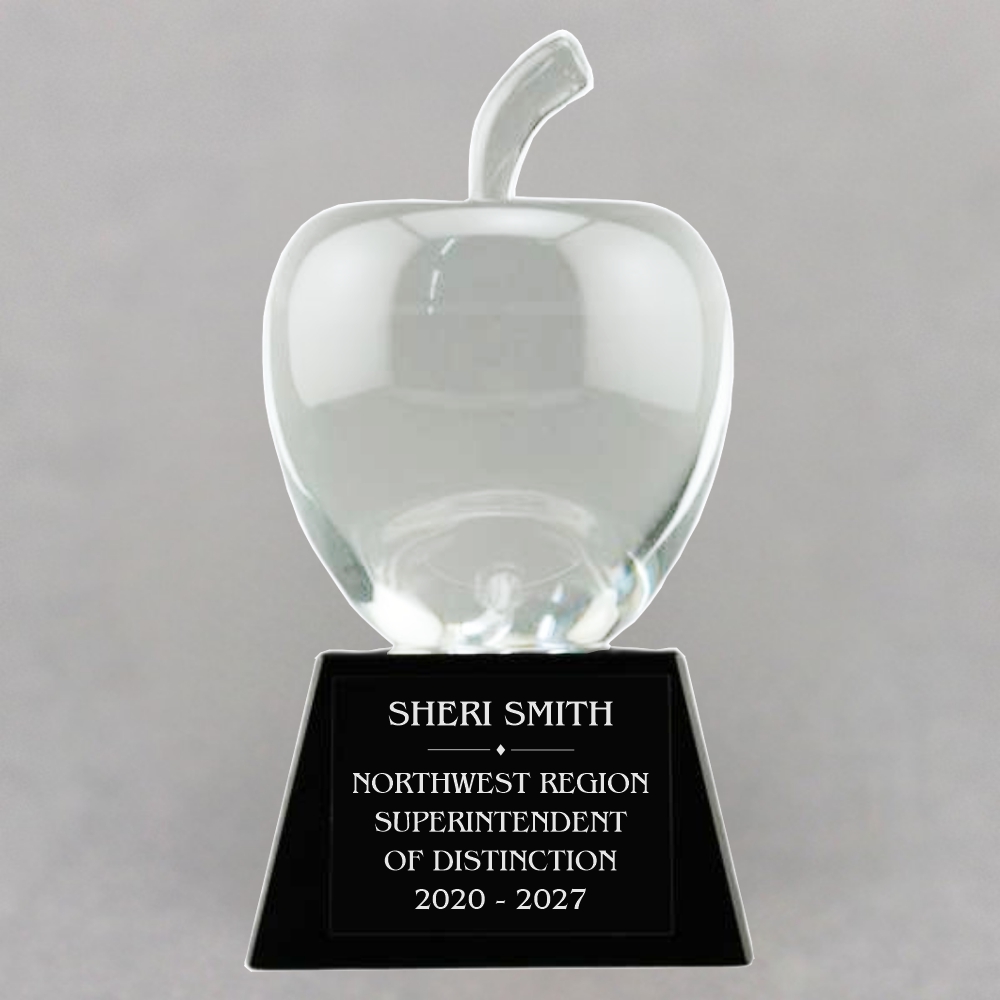 Crystal Apple on Black Crystal Base - Plate Personalization