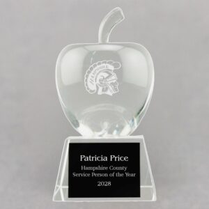 Custom Etched Crystal Apple on Crystal Base - Apple & Plate Personalization