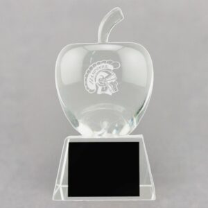 Custom Etched Crystal Apple on Crystal Base - Apple Personalization