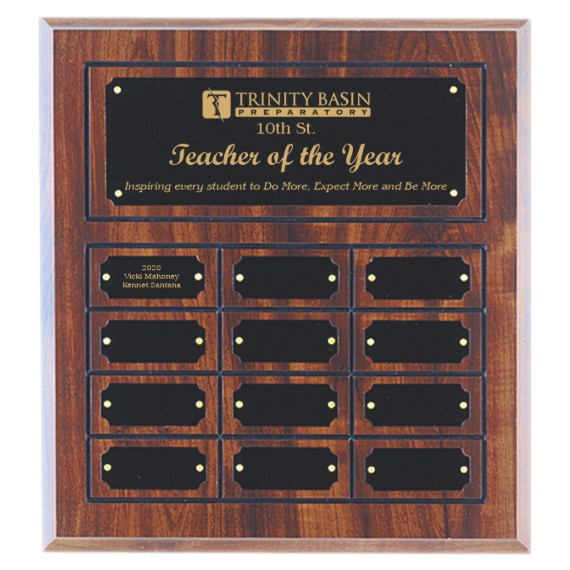 Teacher of the Year Perpetual Plaque Laser Engraved - 12 Plate
