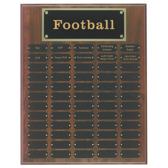 Coach of the Year Perpetual Plaque Laser Engraved - 60 Plate