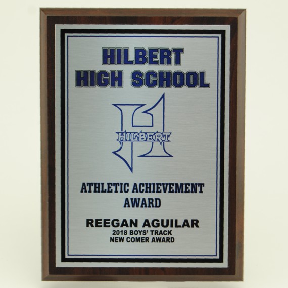 Athletic Achievement Plaque - 6x8 Cherry Finish with Personalized Plate