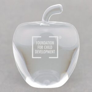 Custom Etched Large Crystal Apple Paperweight for Educators