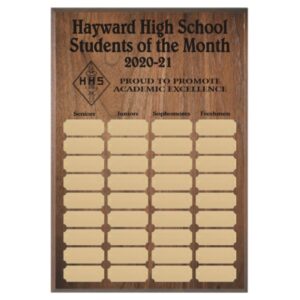 Student of the Month Perpetual Plaque Laser Engraved