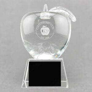 Teacher of the Month Etched Crystal Apple Trophy