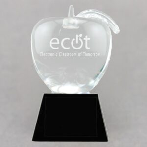 Custom Etched Crystal Apple Trophy