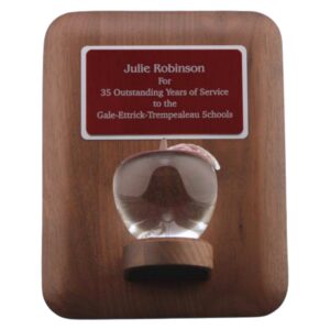 Years of Service Crystal Apple Plaque - Plate Personalization