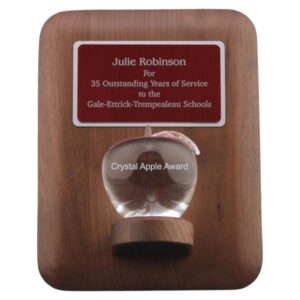 Teacher Retirement Crystal Apple Plaque - Apple & Plate Personalization