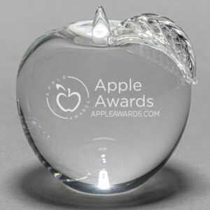 Custom Etched Large Crystal Apple Paperweight for Teachers