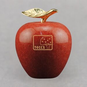 Teacher Appreciation Red Marble Apple on Walnut Base - Apple Personalization
