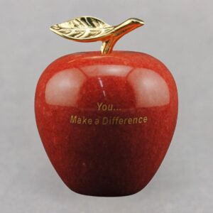 you-make-a-difference-etched-red-marble-apple-paperweight