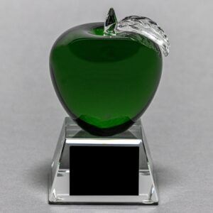 Green Glass Apple Trophy without Plate Engraving is an Excellent Professor Recognition Idea