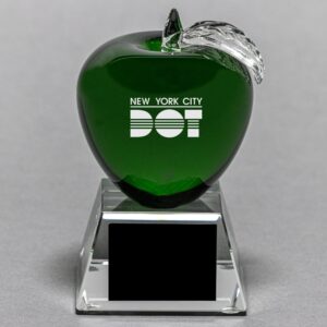 Green Crystal Apple Trophy without Plate Engraving is an Excellent Teacher Appreciation Idea