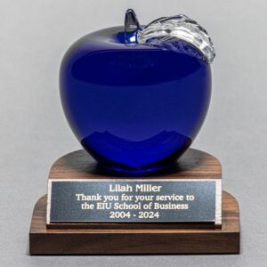 Blue Crystal Apple Award For Teacher Appreciation - Plate Personalization Included