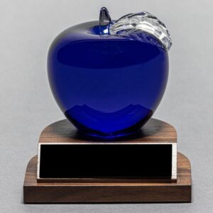 Blue Crystal Apple Award For Teacher Appreciation - No Personalization Included