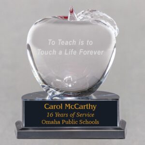 Teacher Crystal Apple Desk Award for Math, English, Science, Etc