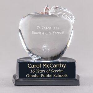 Teacher Crystal Apple Desk Award for Math, English, Science, Etc