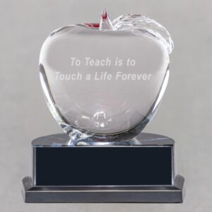 Teacher Crystal Apple Desk Award for Math, English, Science, Etc