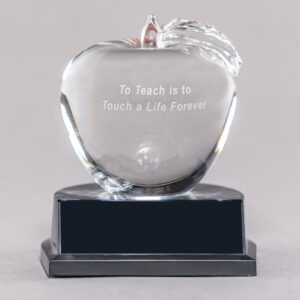 Teacher Crystal Apple Desk Award for Math, English, Science, Etc