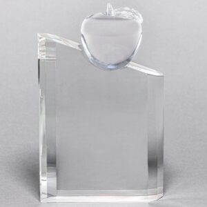 Crystal Pillar with Crystal Apple Attached to Show Teacher Appreciation