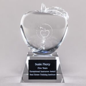 Crystal Apple Trophy for End of the Year Teacher Gift
