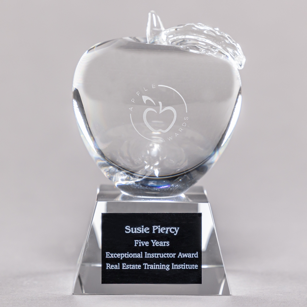 Crystal Apple Trophy for End of the Year Teacher Gift