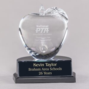 Etched Crystal Apple Trophy for a Personalized Teacher Gift