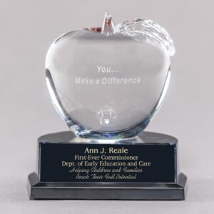 Healthcare Crystal Apple Trophy with You... Make a Difference Saying