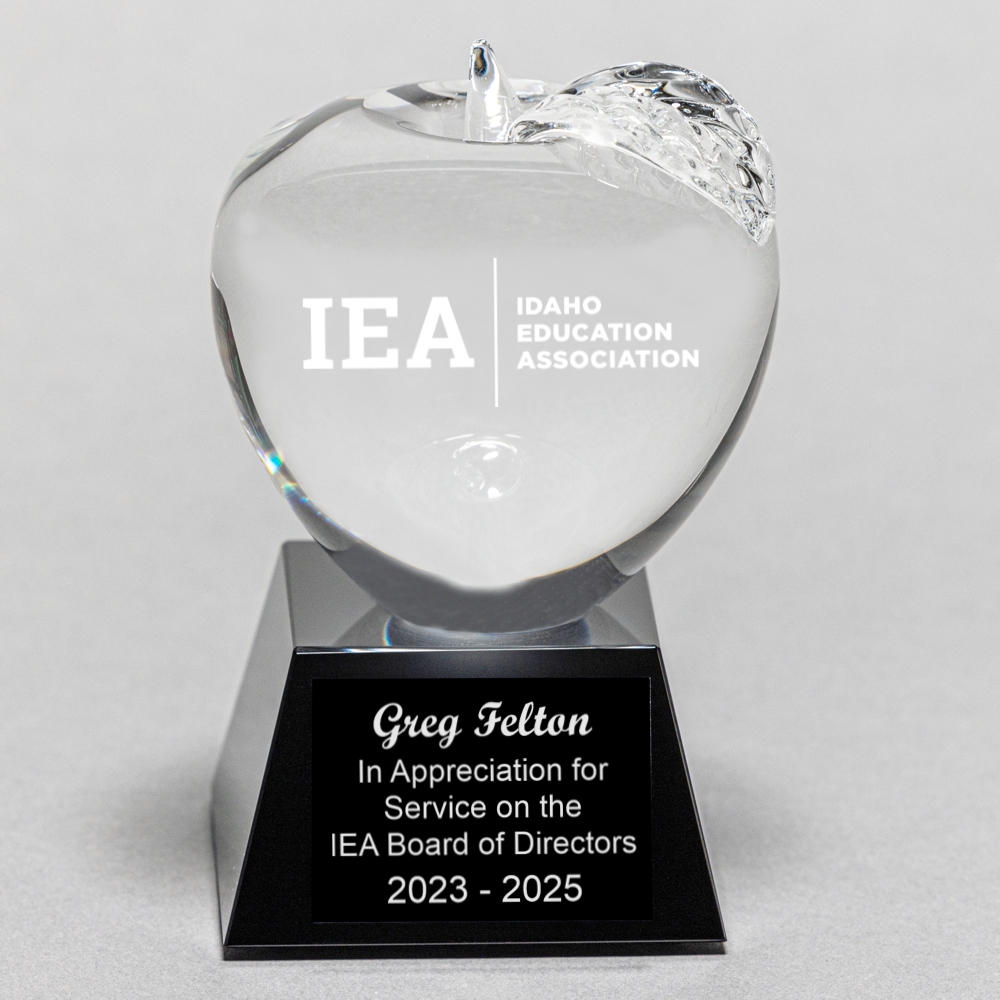 Etched Clear Crystal Apple Black Base Trophy for Recognizing Special Teacher