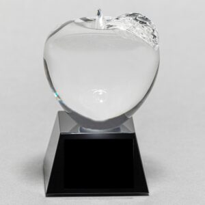 Glass Apple Trophy for Teacher Recognition