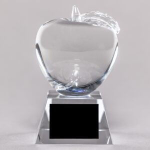 Crystal Apple Trophy for Teacher of the Year - No Engraving