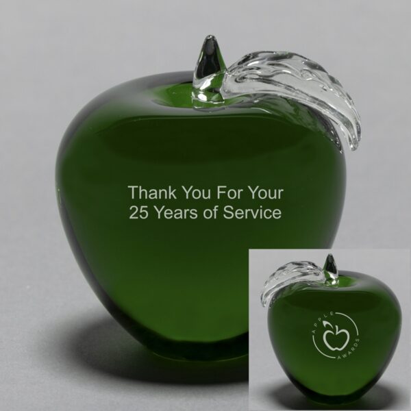 Green Crystal Apple - Etched 2-Sided
