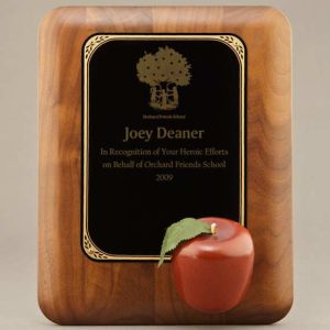 Teacher Retirement plaque with red apple.