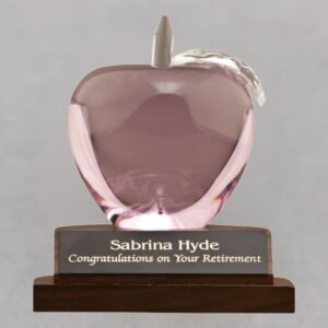 Pink Crystal Apple Desk Award for a Nurse Gift Idea - Cancer Tribute