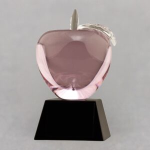 Pink Glass Apple Trophy - Healthcare Awareness