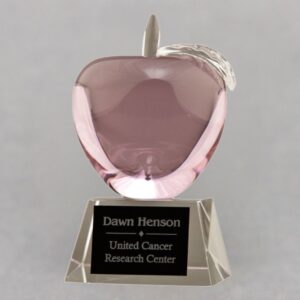 Pink Crystal Apple Trophy with Engraving for Nurses Week Gift