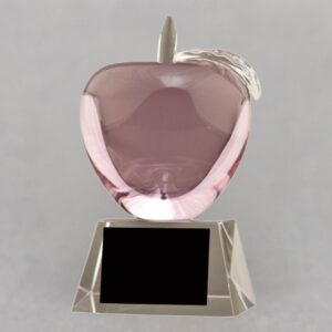 Pink Crystal Apple Trophy with Engraving - Nurse Appreciation Week Gift