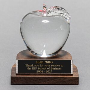 Elegant Crystal Apple Desk Award for Teachers