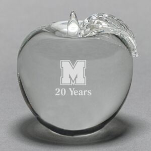 Glass Apple Paperweight for Teacher Appreciation Gift or Healthcare Recognition