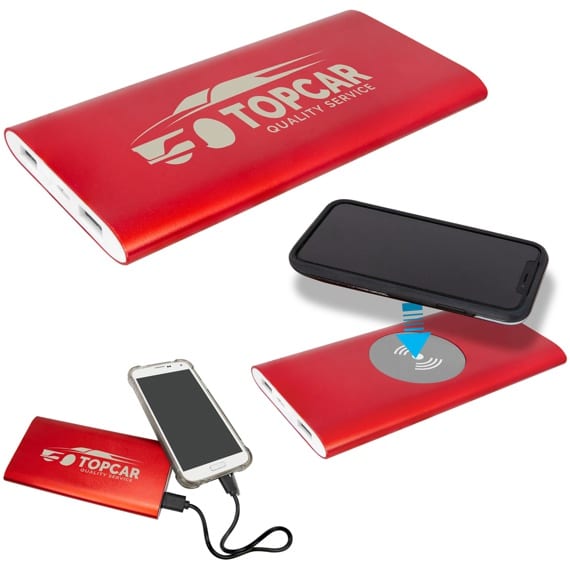 Red Power Bank Wireless Charging for Promotion