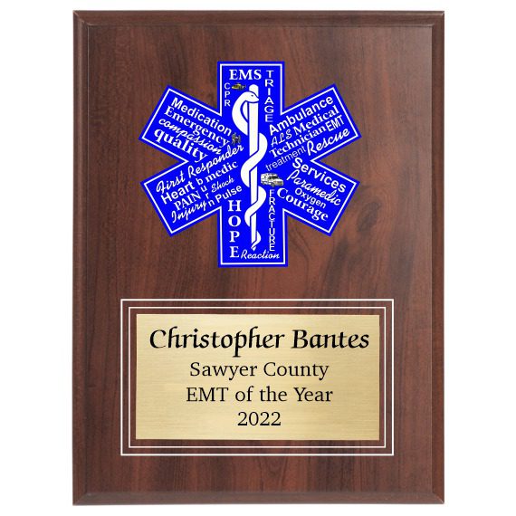 Emergency Medical Services Technician Plaque for any Paramedics, EMT or emergency services caregiver