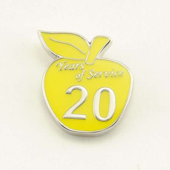Yellow Apple 20 Years of Service Pin