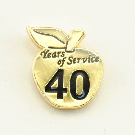 Gold Apple 40 Years of Service Pin