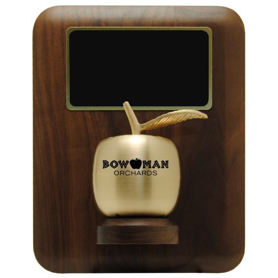 Engraved Golden Apple Award Plaque without Plate Personalization