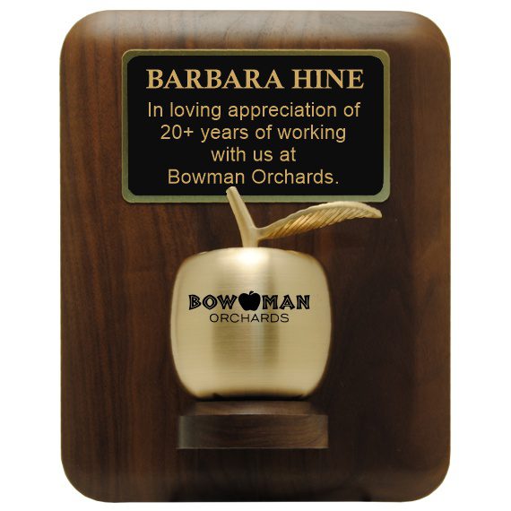 Engraved Golden Apple Award Plaque with Personalization