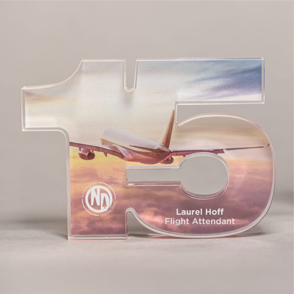 15 Year Milestone Acrylic Award - UV Printed and Laser Engraved
