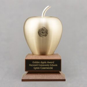Brass Apple Award - Apple & Plate Engraved